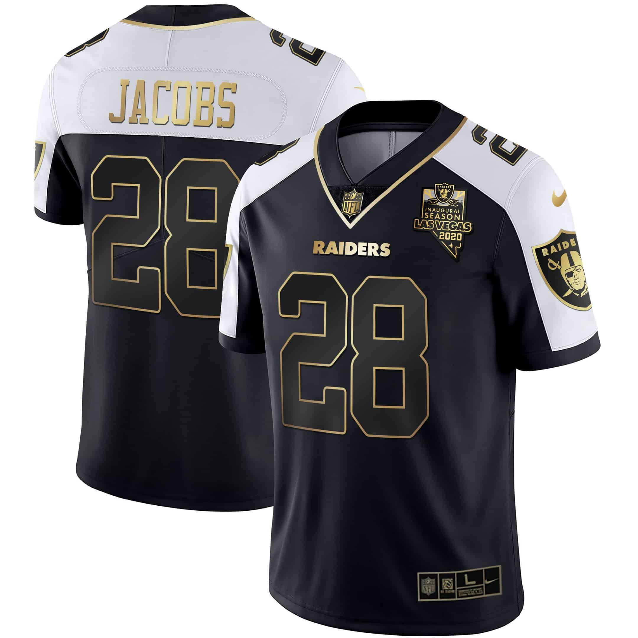 Men Oakland Raiders #28 Jacobs 2024 Nike Vapor Black Gold & Black Inverted Limited NFL Jersey